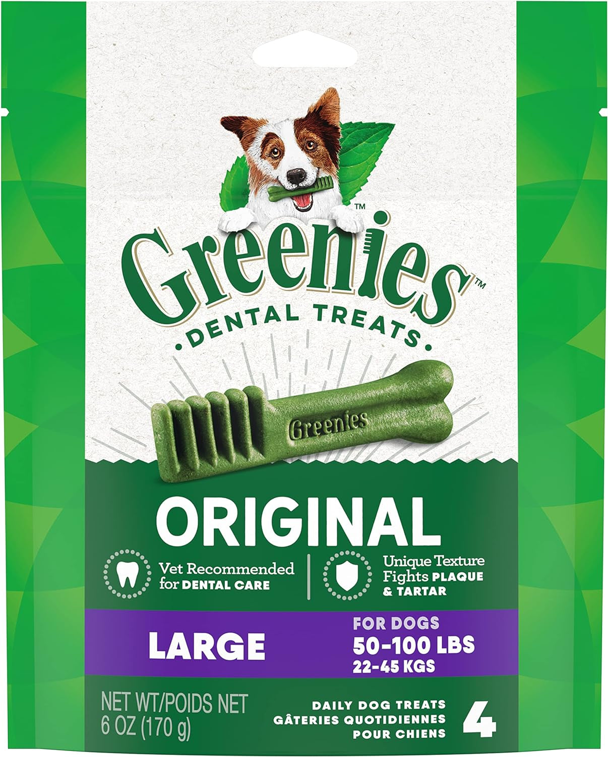 Original Large Natural Dental Care Dog Treats, 54 Oz. Pack (34 Treats)