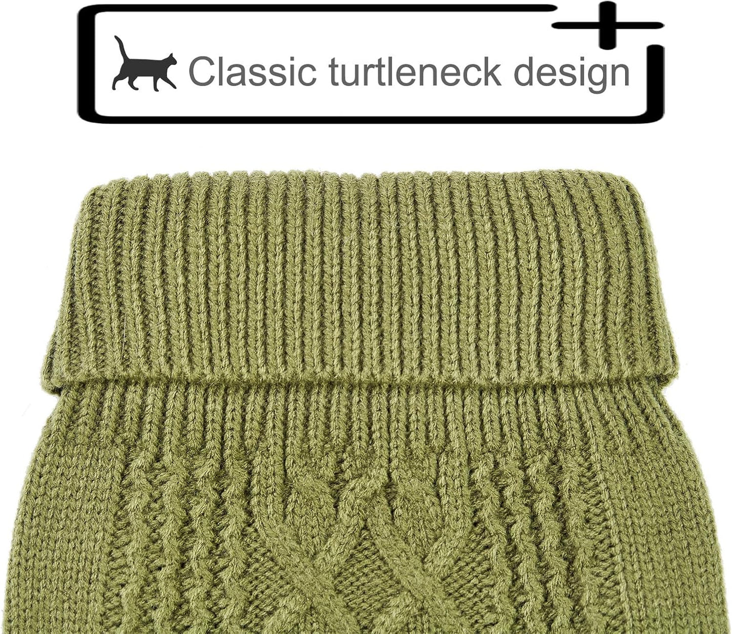 Cat Sweater 16 Color Turtleneck Knitted Sleeveless Dog Sweater Warm Winter Kitten Clothes Outfits for Cats or Small Dogs in Cold Season(Medium, Olive Green)